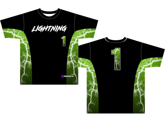 green Lightning soccer jerseys with number on front and back