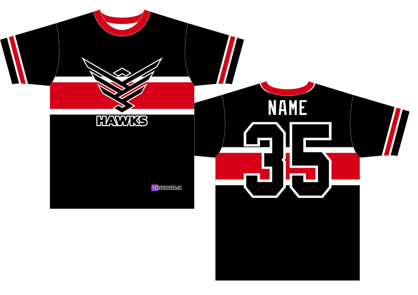 Hawks Black Softball Jersey with back name and number