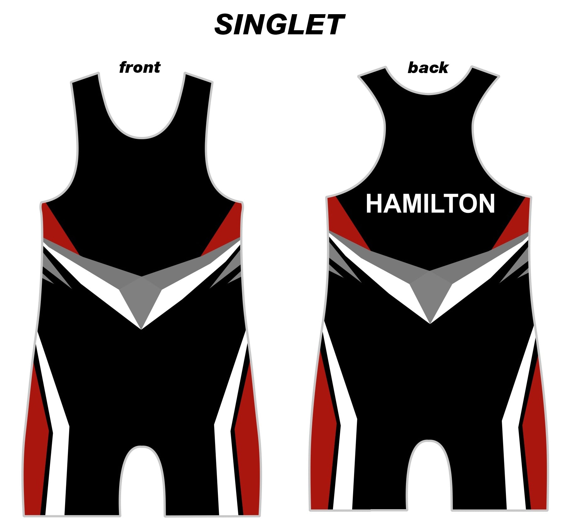 black and red geometric design wrestling singlet