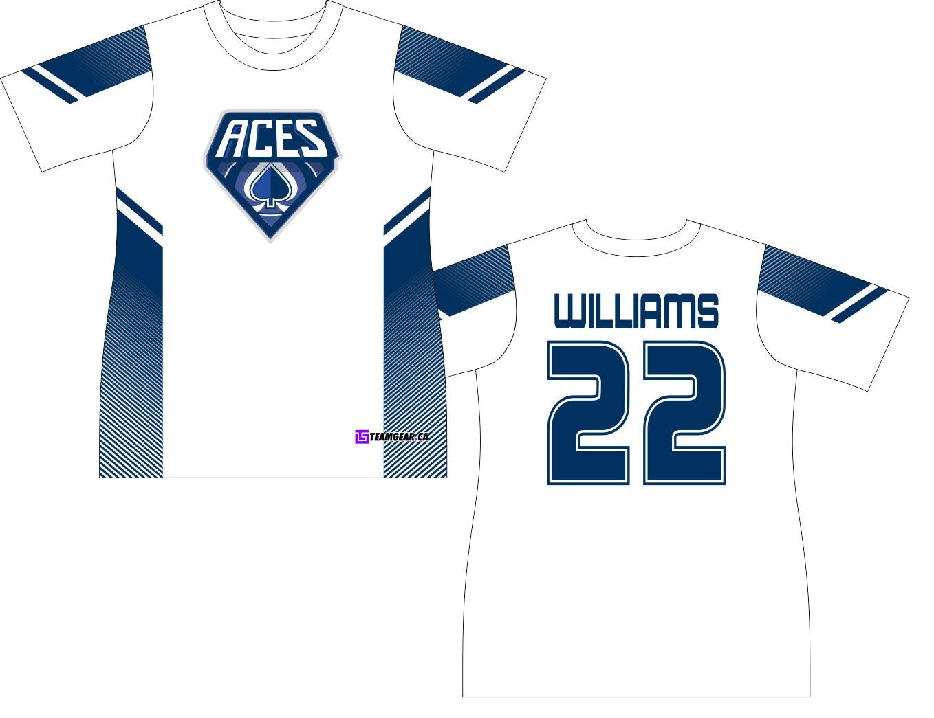 The Aces Softball Jersey in white with blue accents