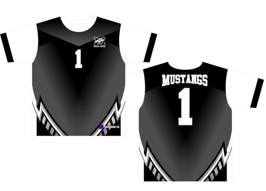 Mustangs Black Ball Hockey Jersey with short-sleeves