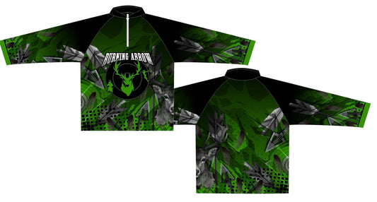 Burning Arrow Green Archery Jacket with a neck zipper