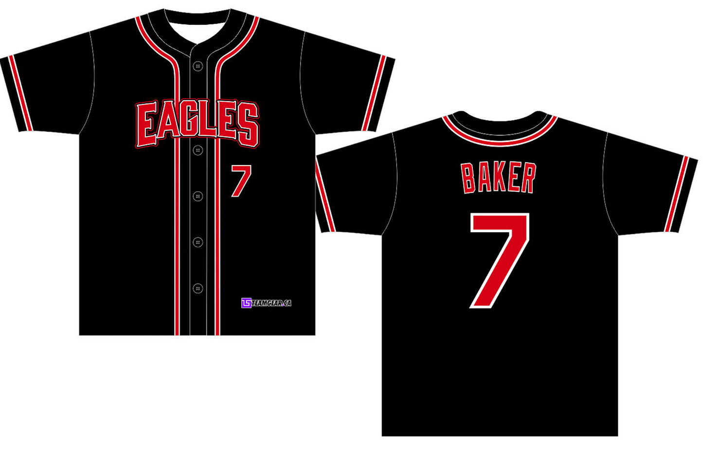 Eagles Black Baseball Jersey with buttons