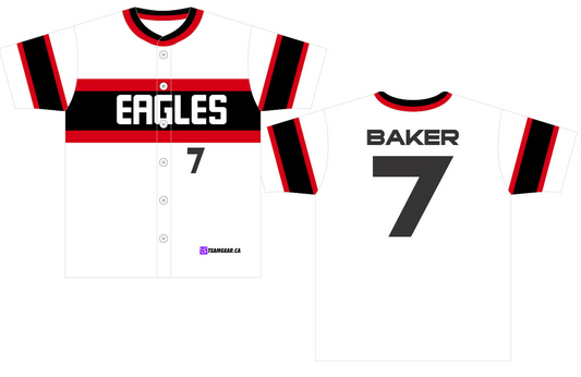 Eagles White Baseball Jersey with buttons