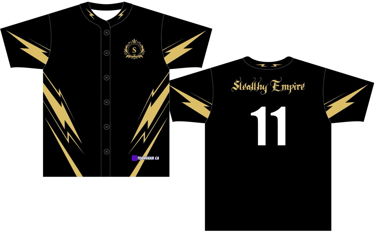 black and gold Stealthy Empire Cricket Jersey