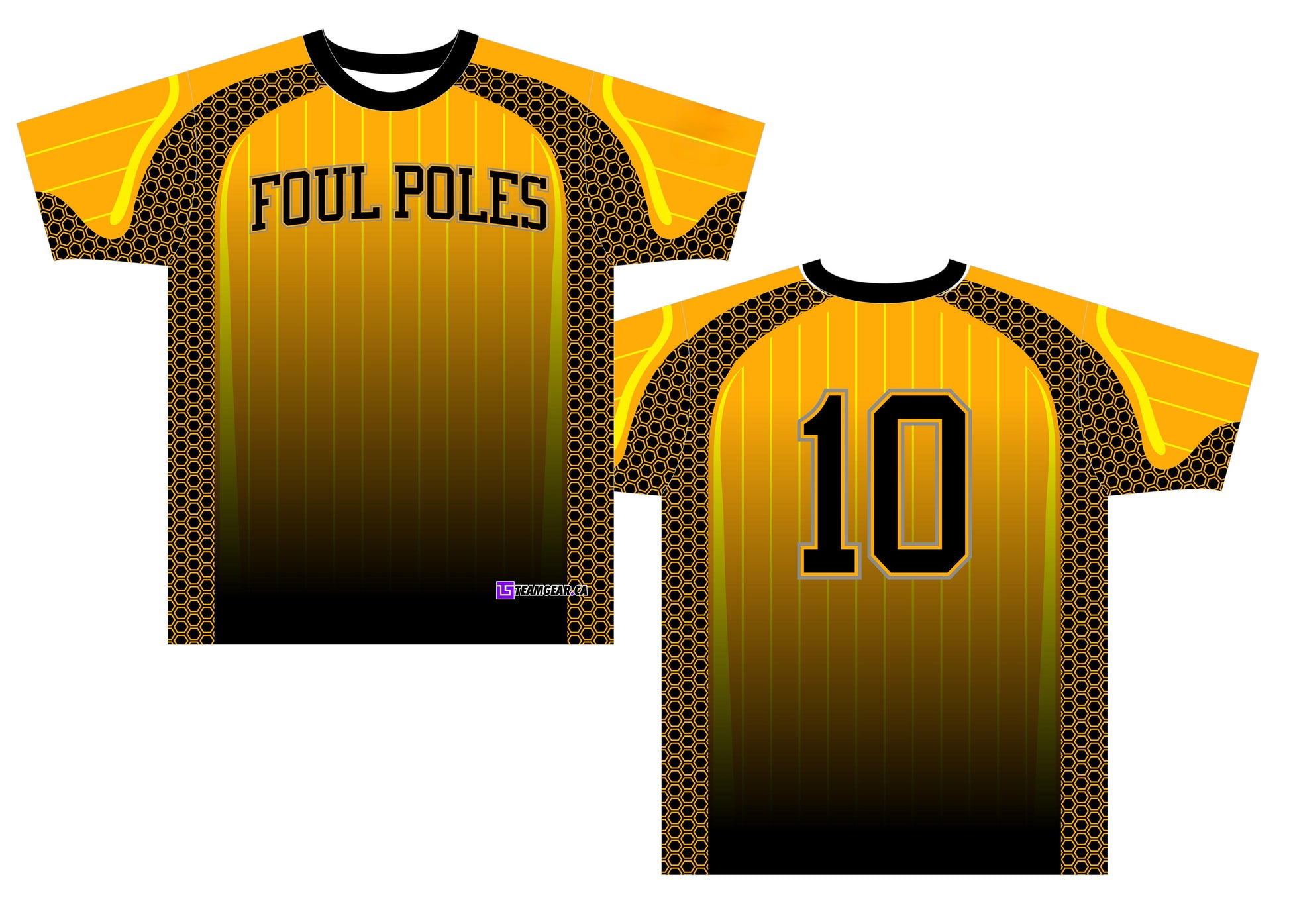 Foul Poles Yellow Softball Jersey with pinstripe design