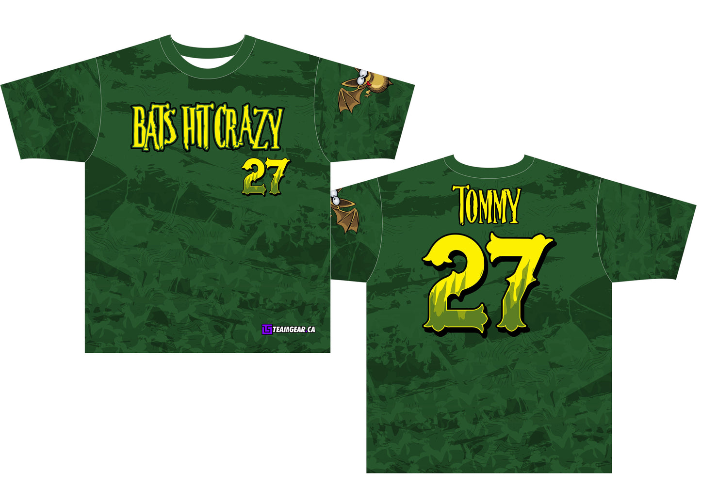 green Bats Hit Crazy softball jerseys design