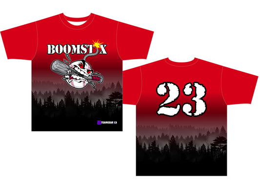 Red Boomstix Softball Jersey with dynamite logo