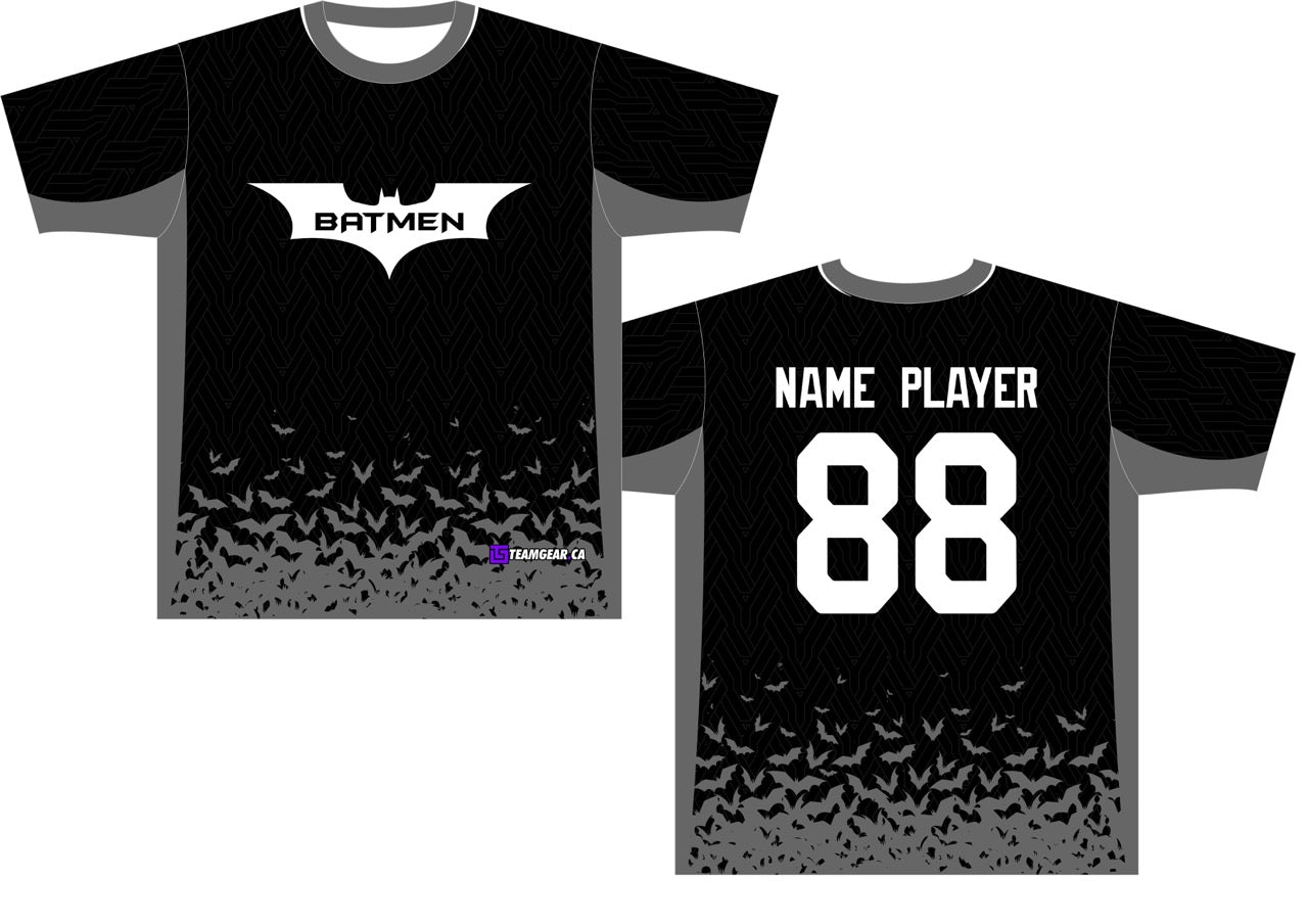 Batmen Black Softball Jersey with batman inspired design