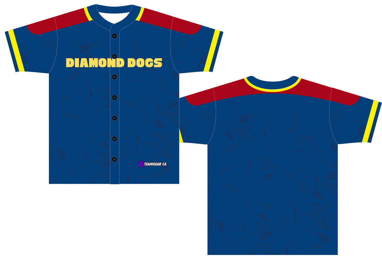 blue Diamond Dogs baseball jerseys with buttons