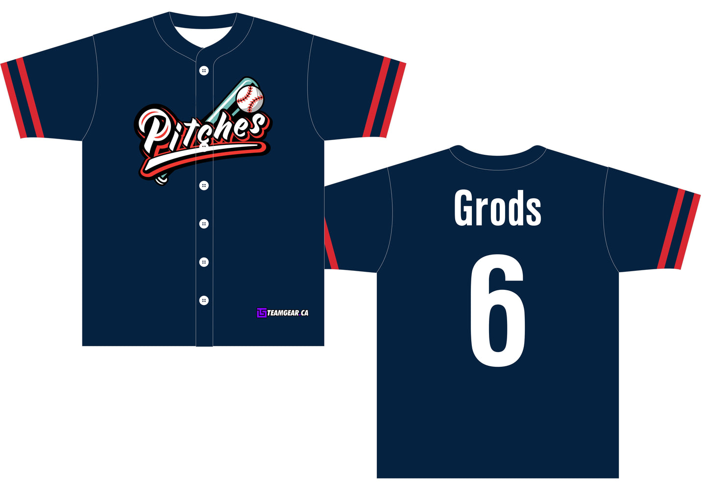 navy blue Pitches baseball jersey