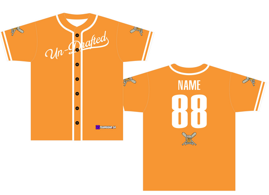 Undrafted Orange Baseball Jersey with beer league logo