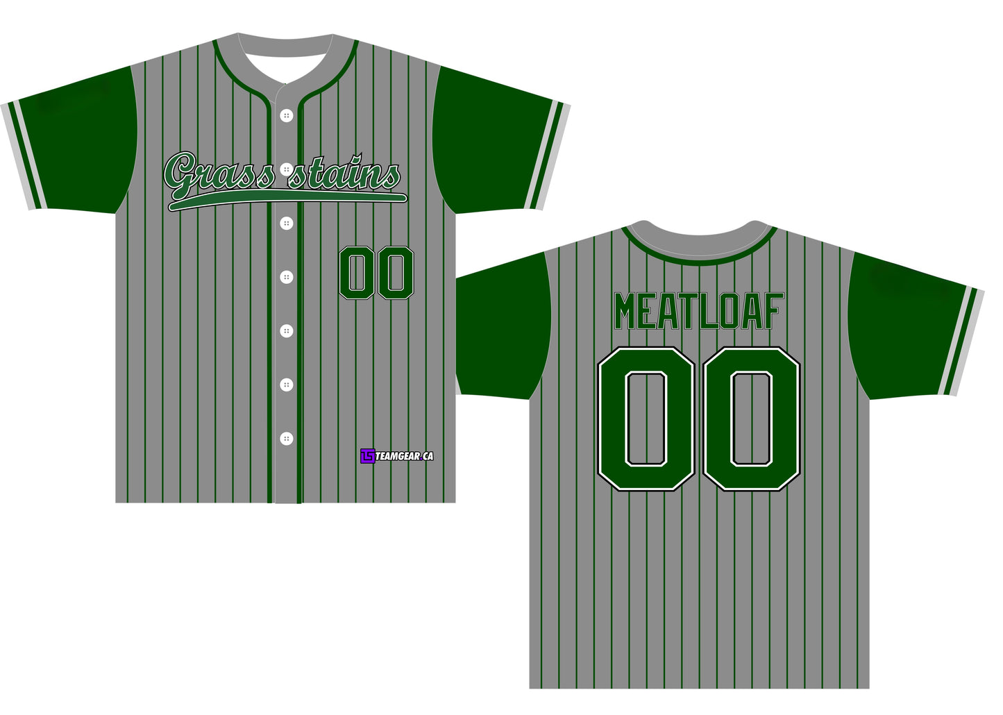 Grey and Green Grass Stains Baseball Jersey