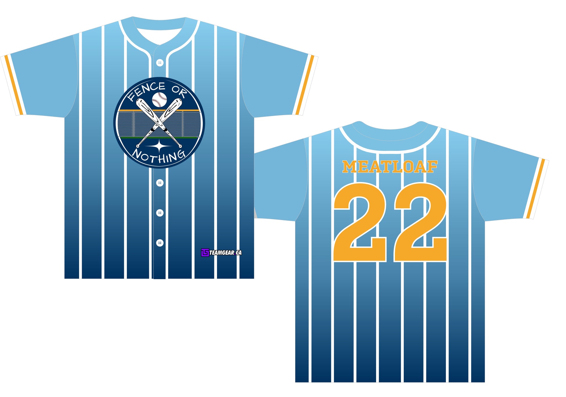 Fence or Nothing Blue Pinstripe Baseball Jersey