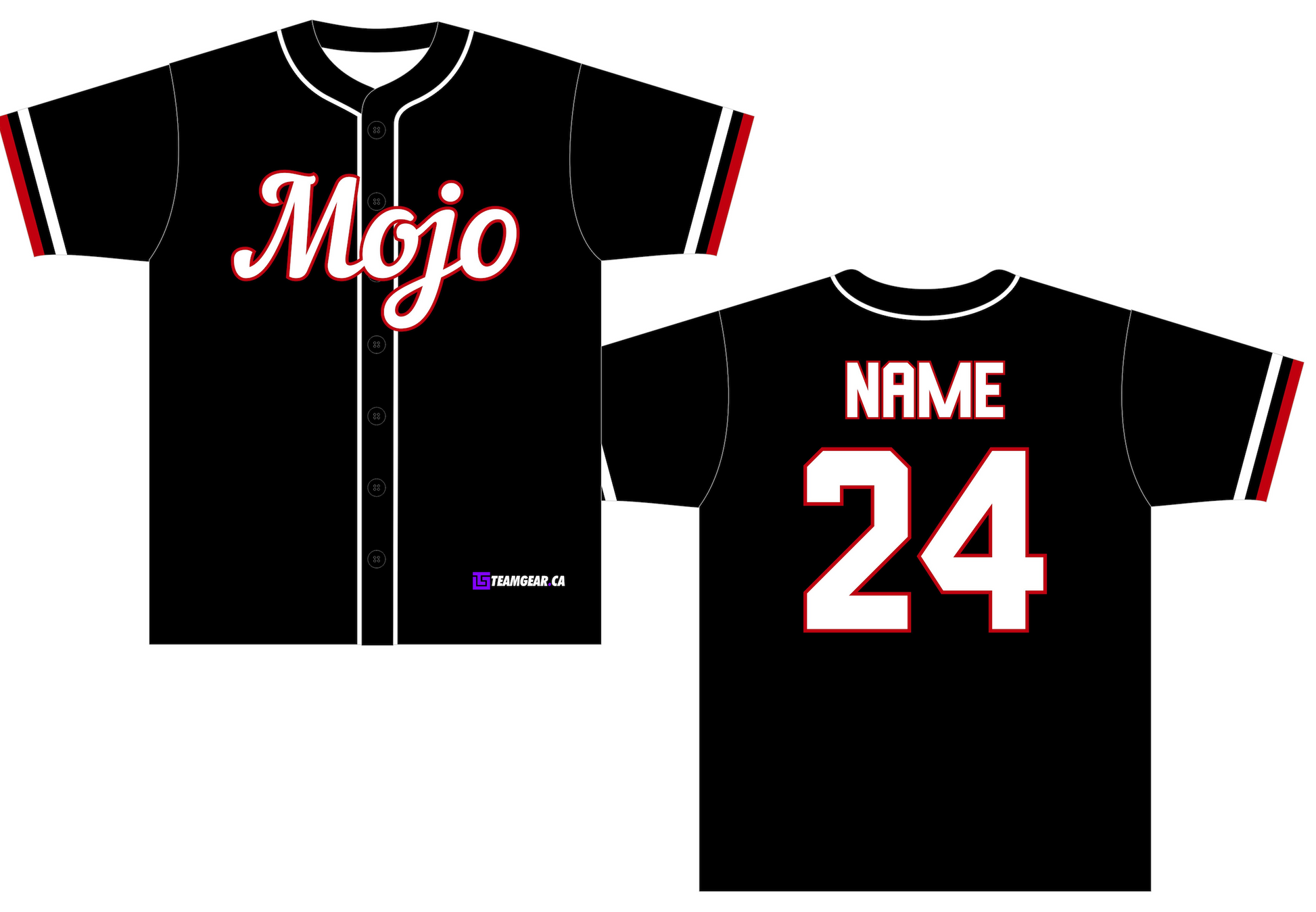 Mojo Black Baseball Jersey with black buttons