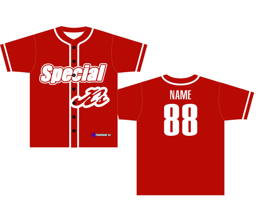 Special K's Red Baseball Jersey with name and number on the back