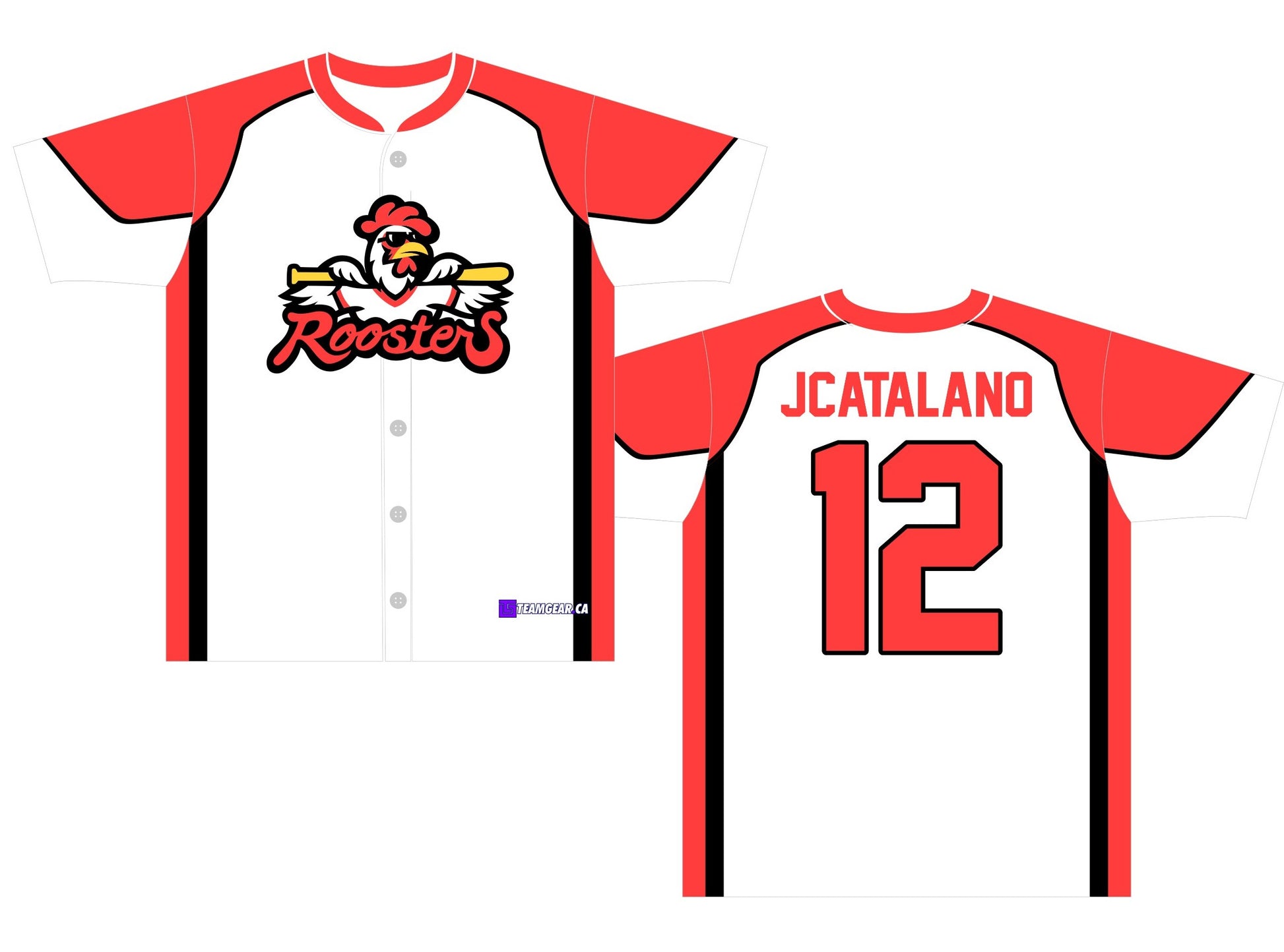 Roosters Baseball Jersey with buttons down the front