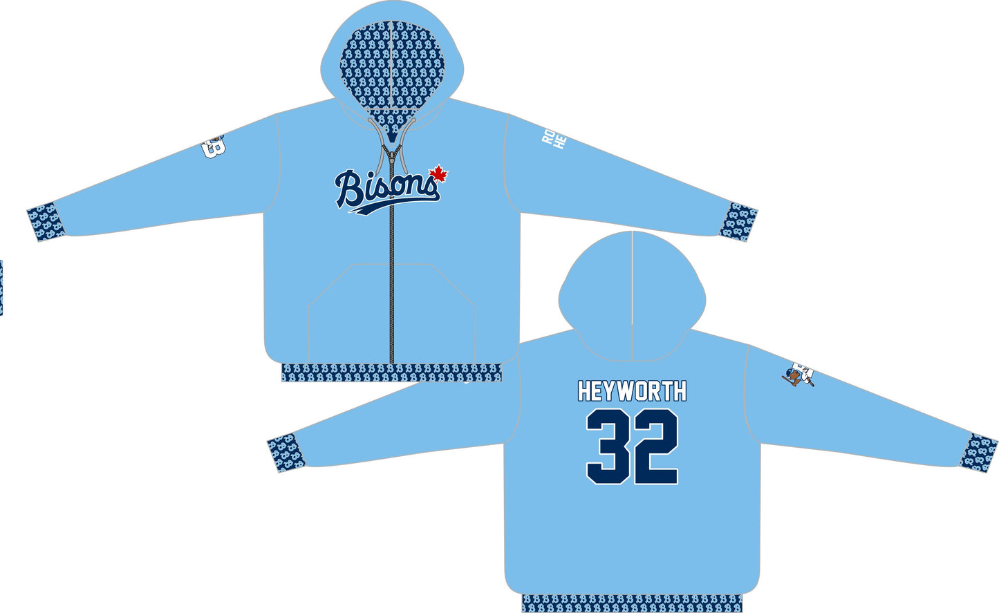 Bisons Slo Pitch Fully Sublimated Hoodie with zipper