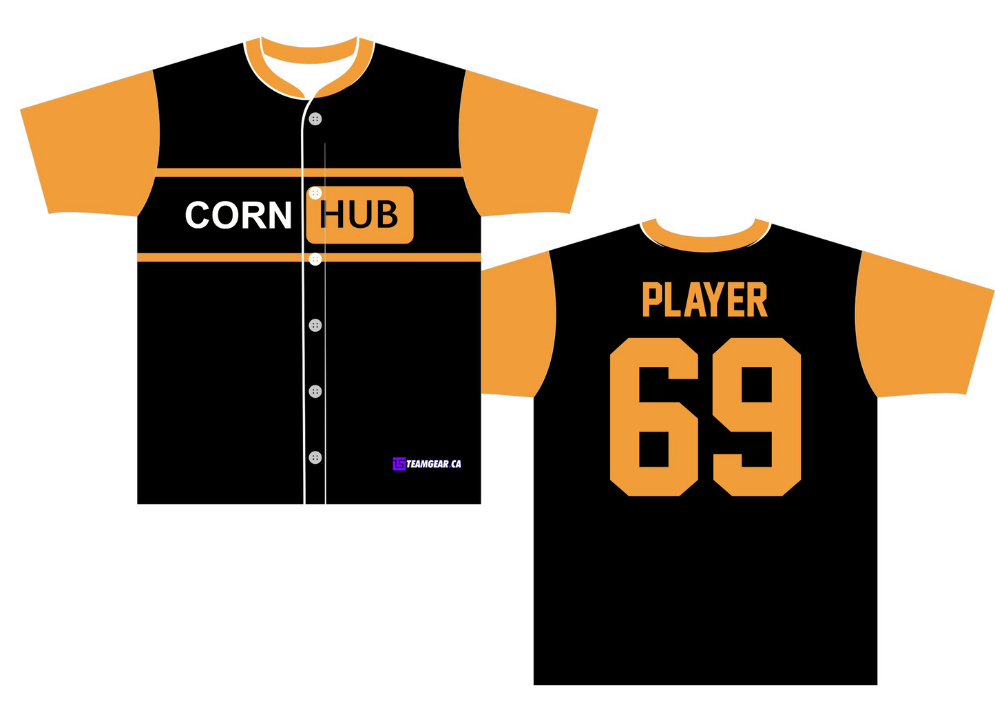 corn hub full button up baseball jerseys with number 69