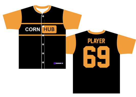corn hub full button up baseball jerseys with number 69