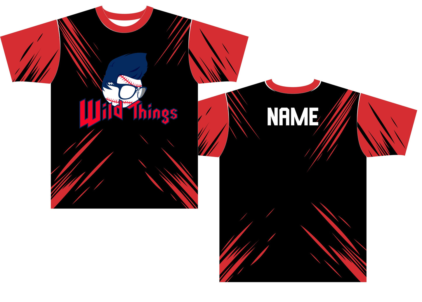 Wild Things Red and black Softball Jersey with mascot logo