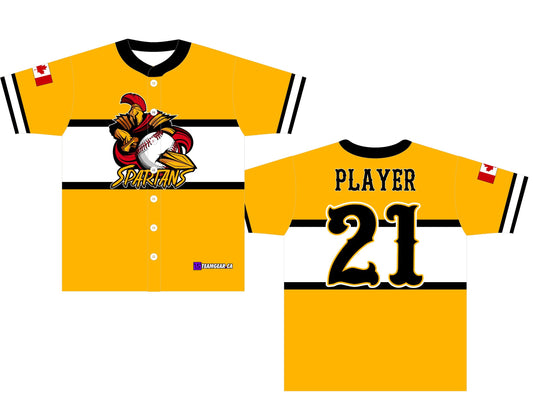 Spartans Yellow Baseball Jersey by Team Gear Canada 