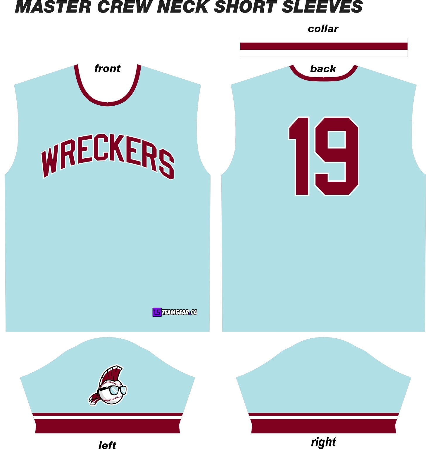 Wreckers Powder Blue Softball Jersey design