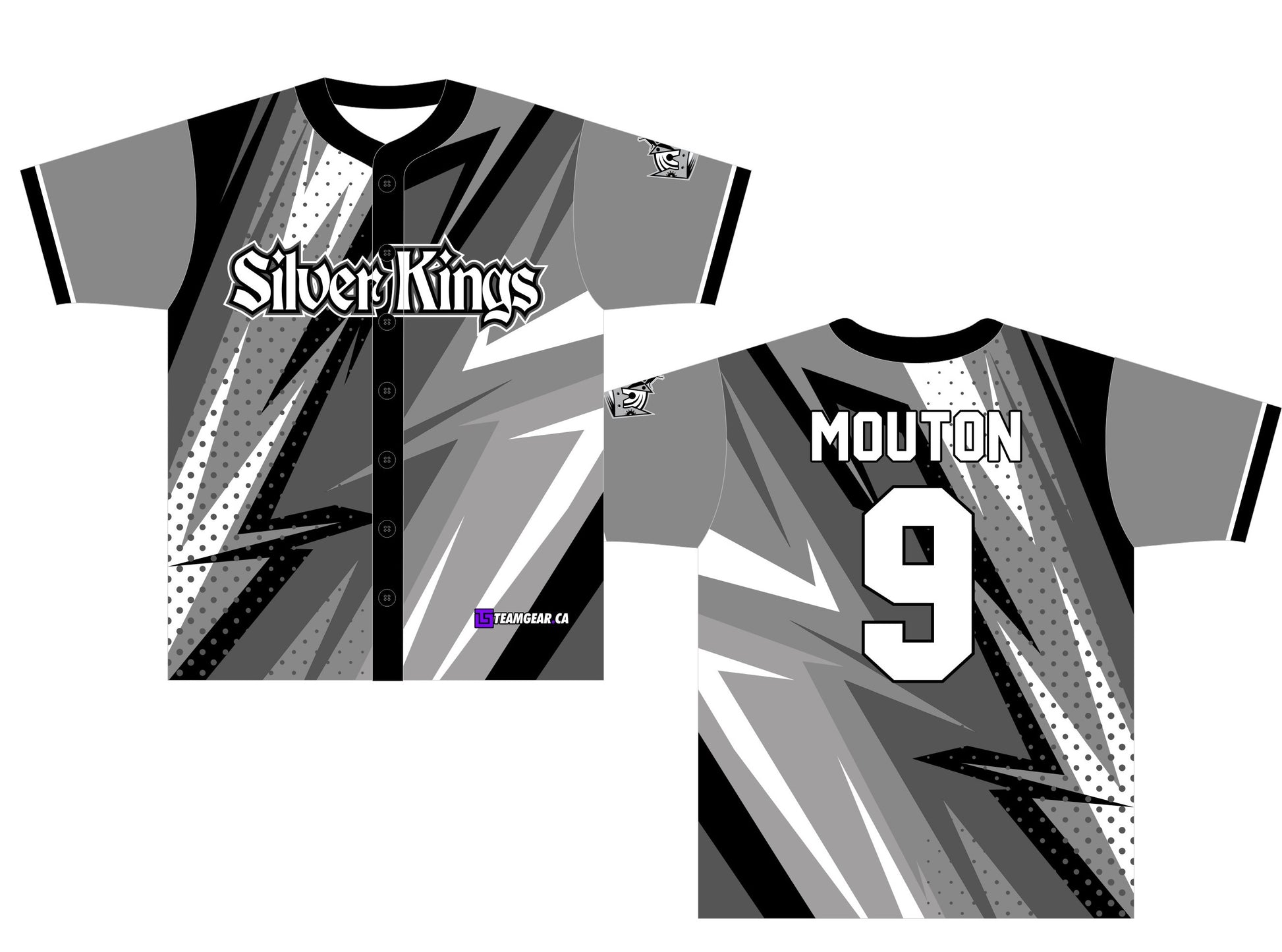 Silver Kings Baseball Jersey with buttons