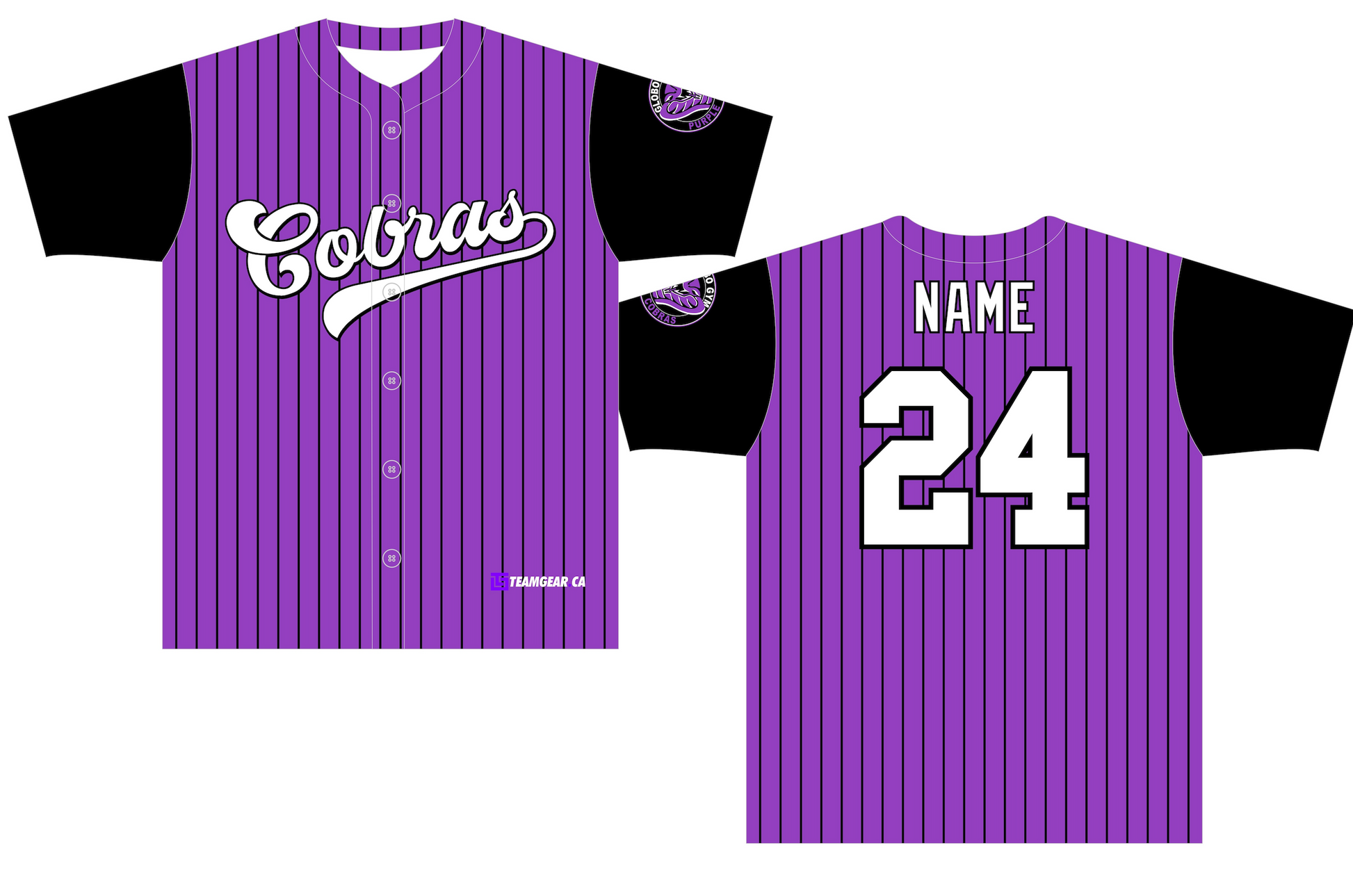 Globo Gym Purple Cobras Pinstripe Baseball Jersey