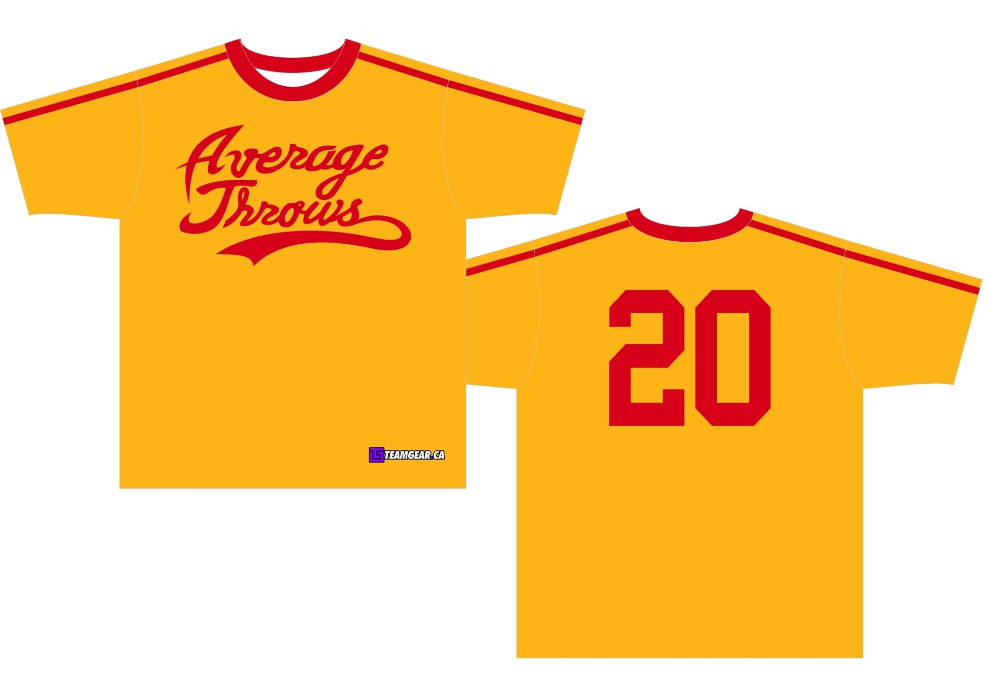 Average Throws Yellow Softball Jersey inspired by dodgeball movie Average Joes