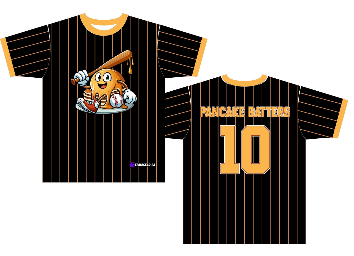 Pancake Batters Black Pinstripe Baseball t-shirt style Jersey