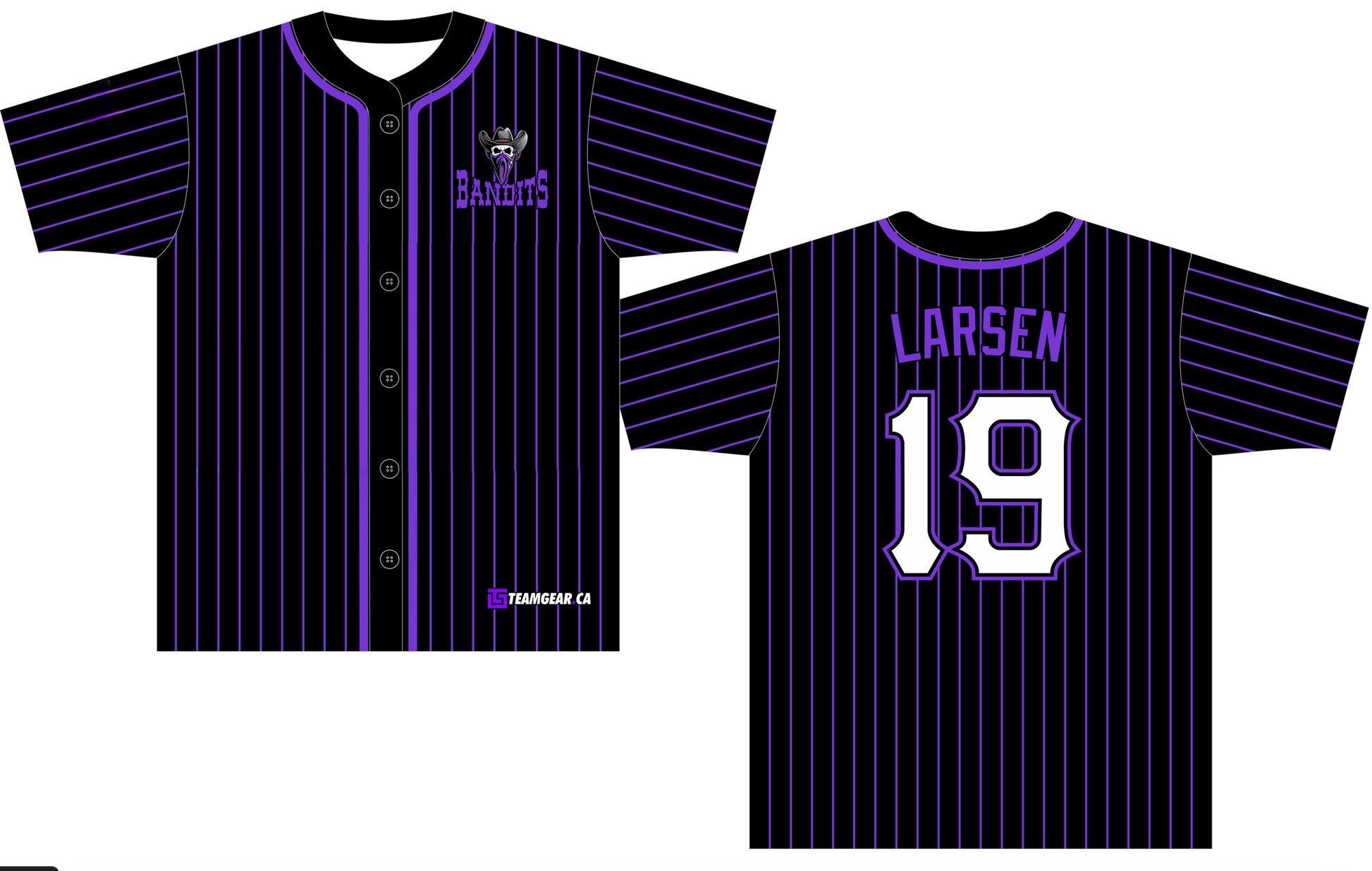 Bandits Purple Pinstripe Baseball Jersey with buttons