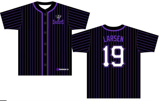 Bandits Purple Pinstripe Baseball Jersey with buttons