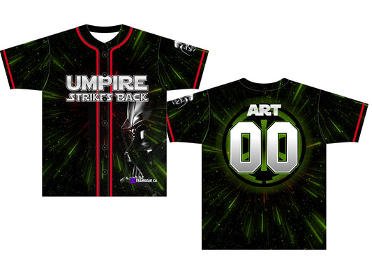 Umpire Strikes Back Black Baseball Jersey with buttons