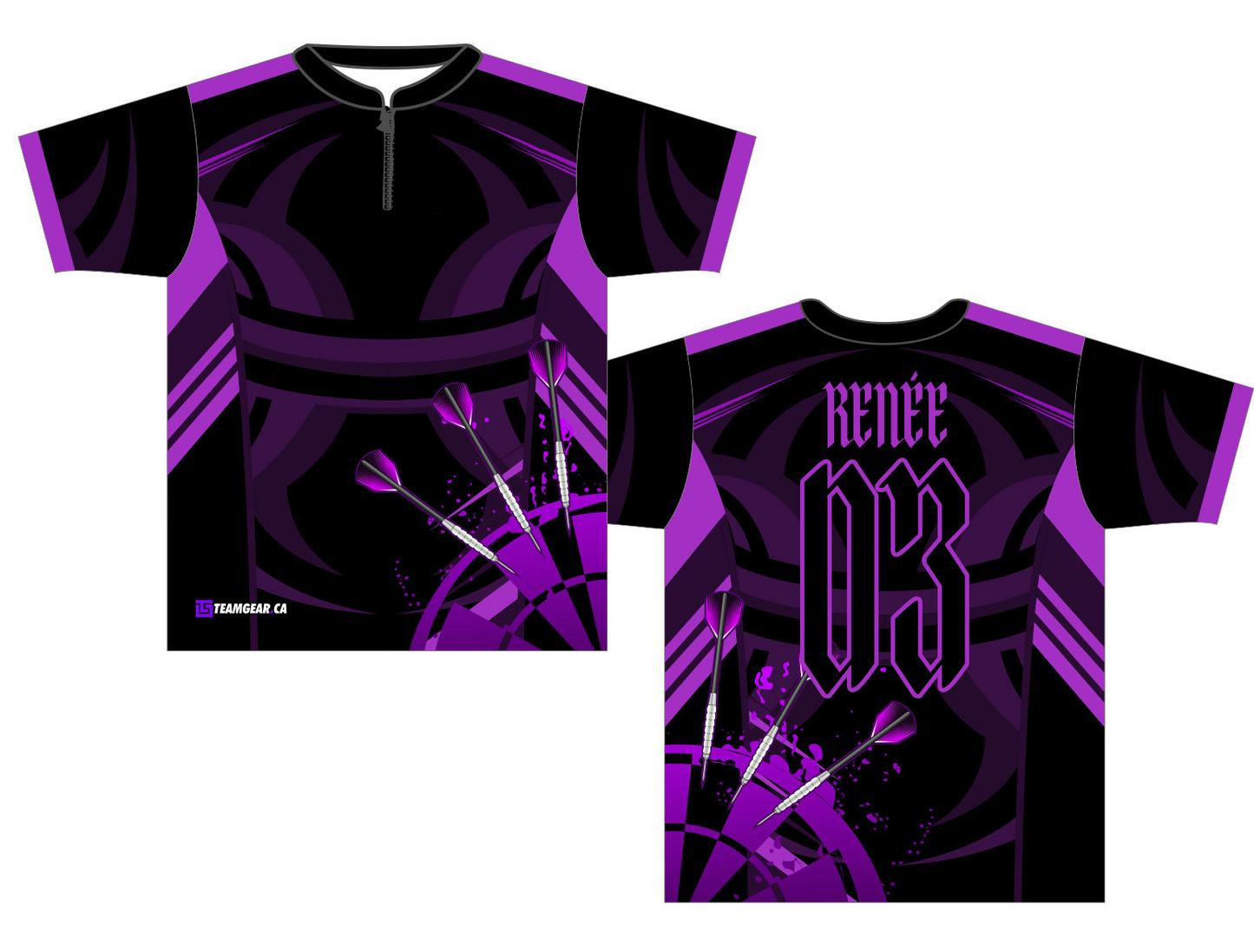 Purple Darts Jersey designed for full sublimation printing