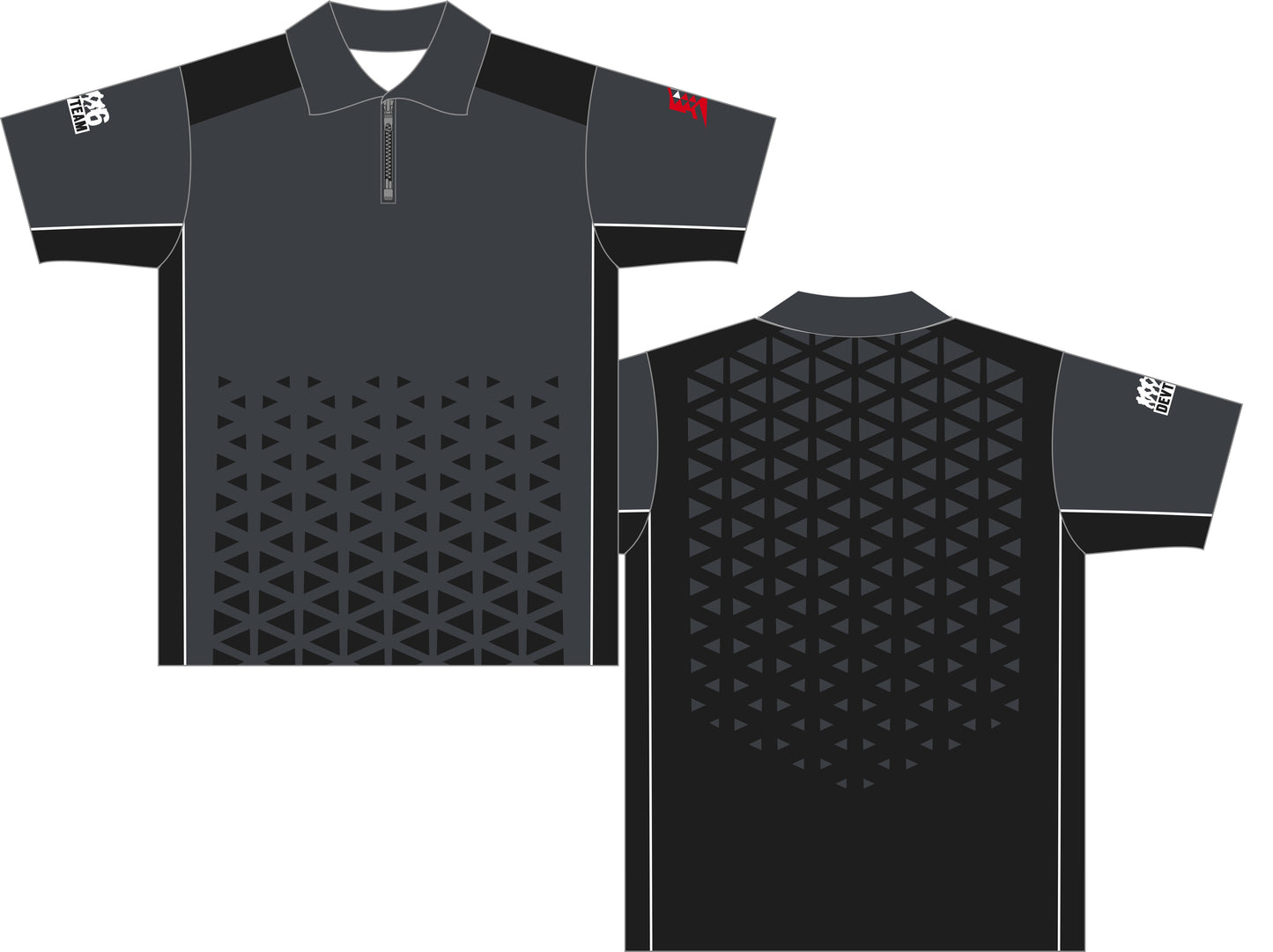 DevTeam grey shooting jersey with a zip neck collar