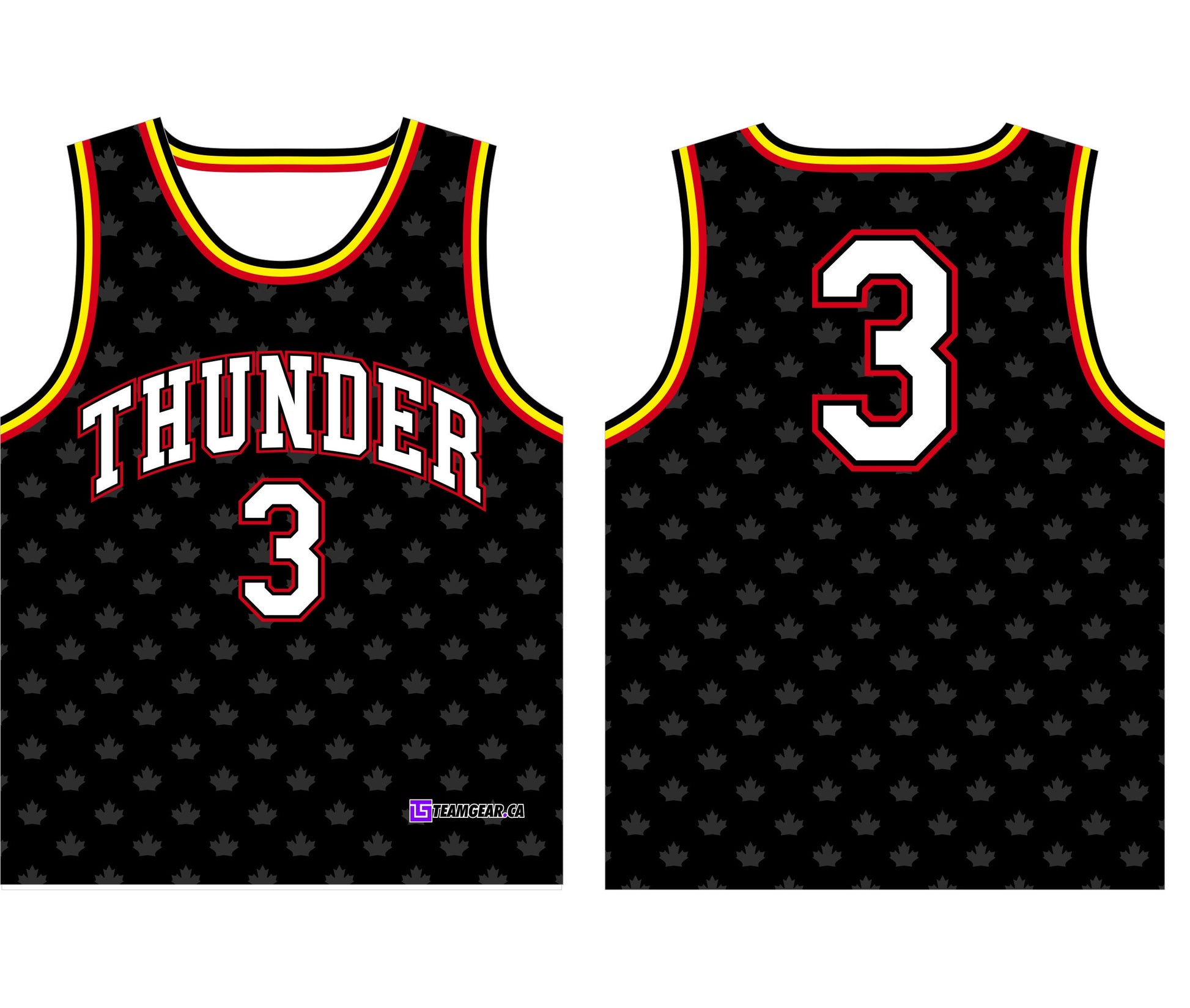 Thunder Black Basketball Jersey with Canadian maple leaf design