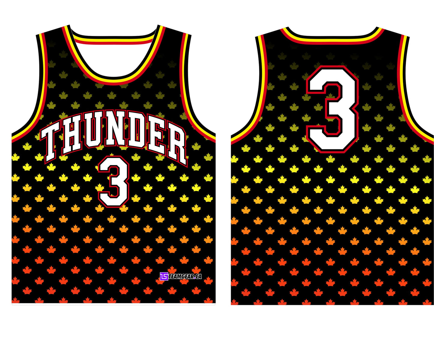 Thunder Red and Yellow Basketball Jersey