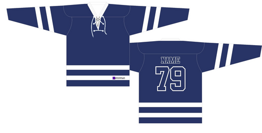 NHL Inspired Hockey Jersey: Toronto Maple Leafs Royal Blue Lace Collar