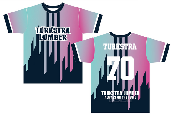 custom full sublimation jerseys sponsored by Turkstra Lumber