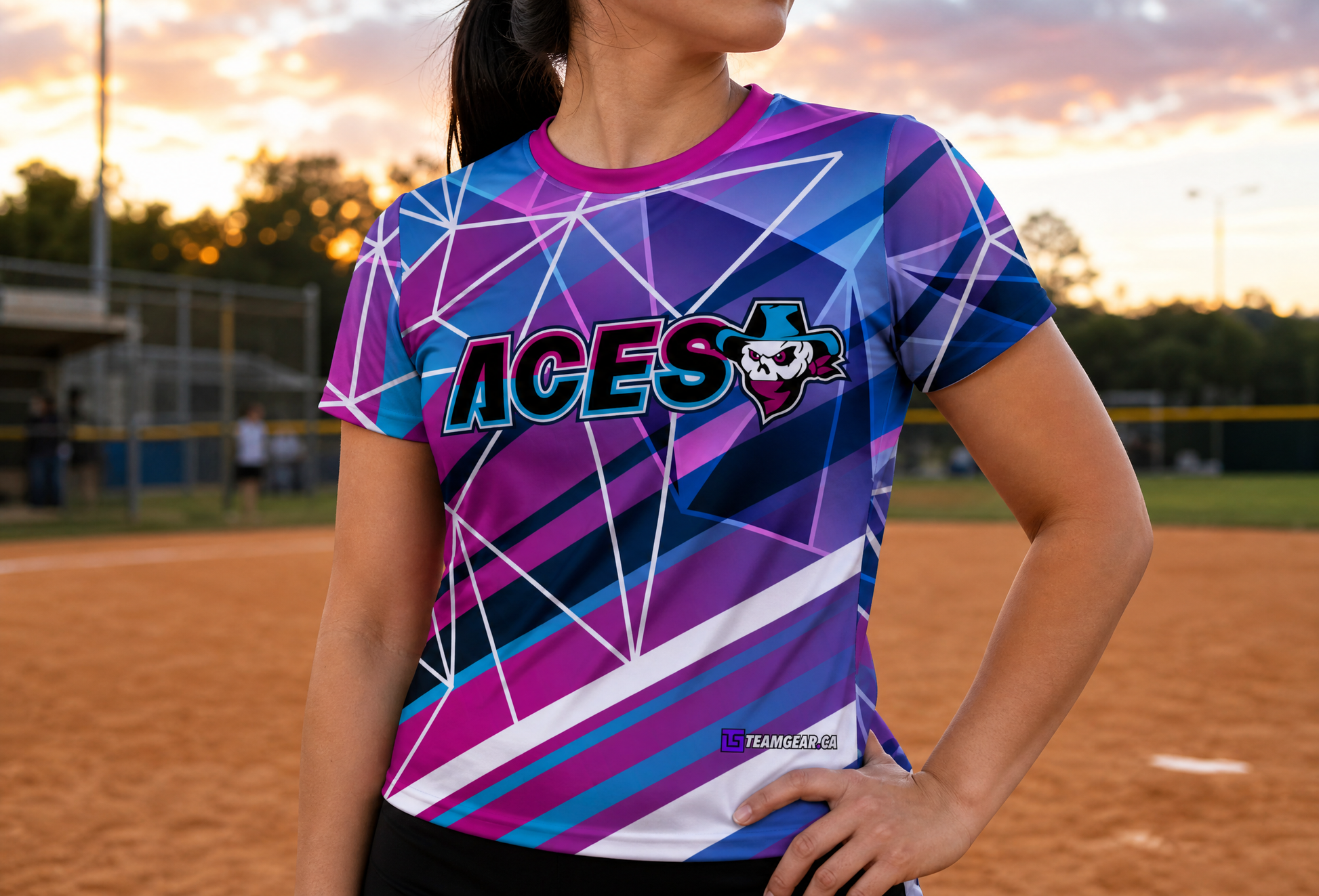 Aces Coed Softball Jersey — custom softball jersey worn on model — TeamGear Canada