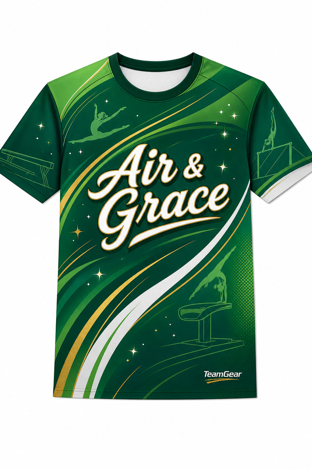 Air & Grace Green Gymnastics Jersey with name and number