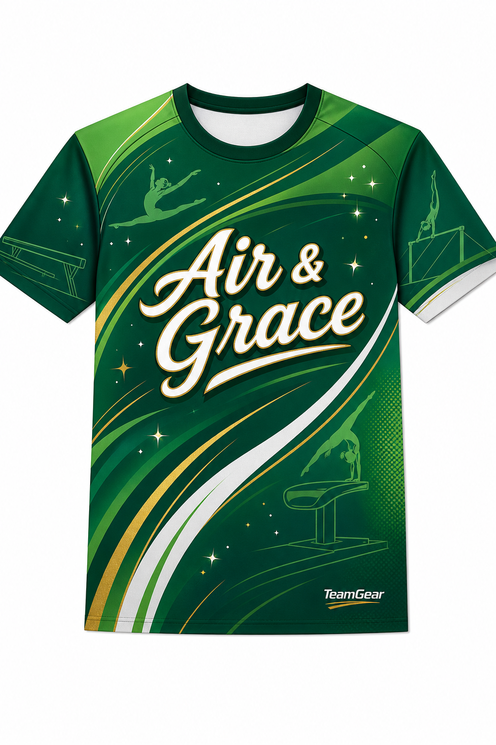 Air & Grace Green Gymnastics Jersey with name and number