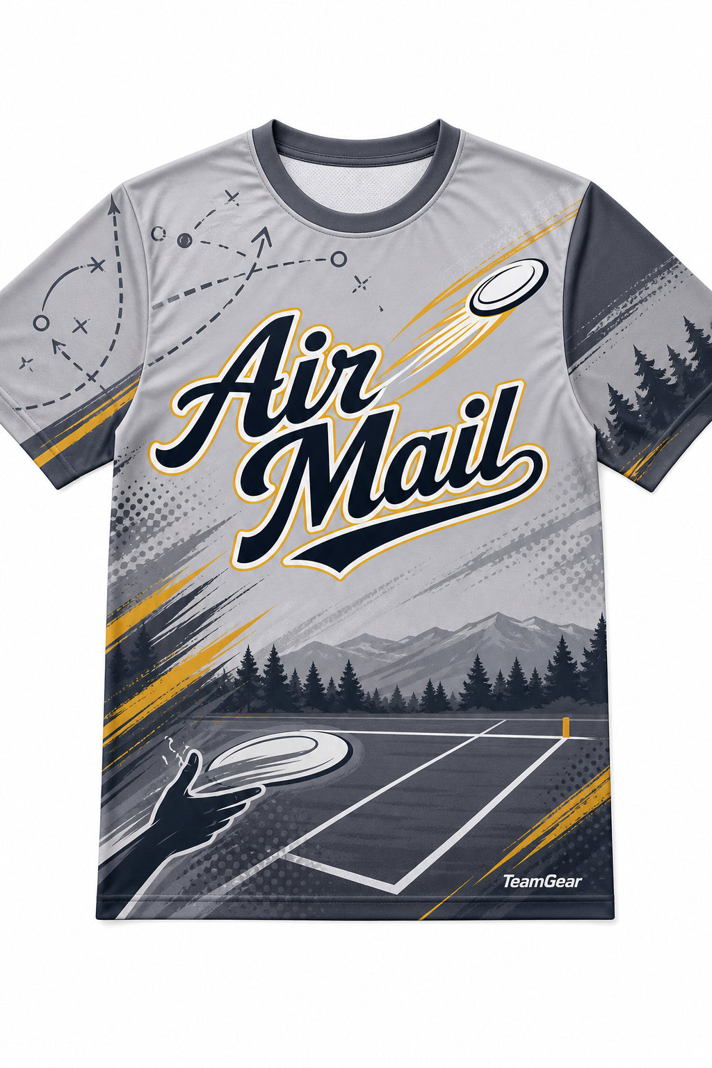 Air Mail Grey Ultimate Frisbee Jersey design