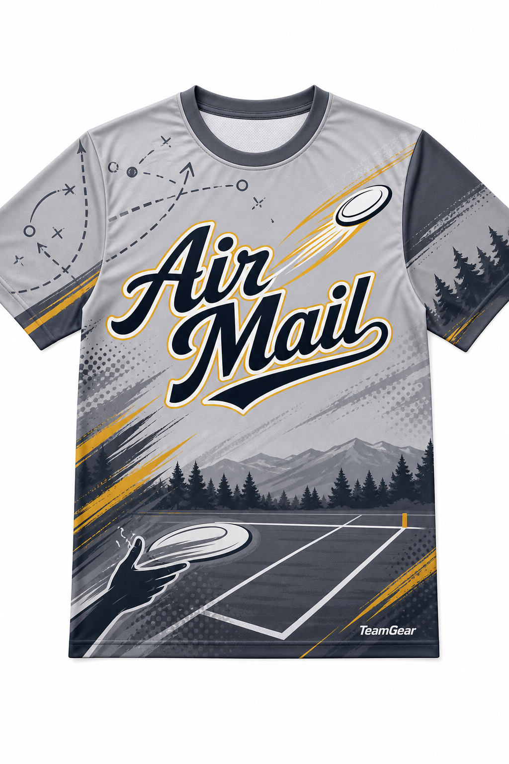 Air Mail Grey Ultimate Frisbee Jersey design