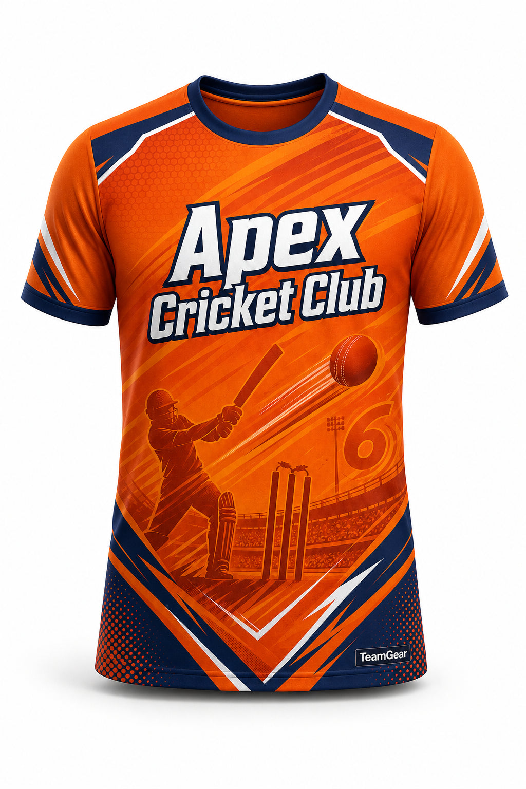 Apex Cricket Club Orange Cricket Jersey - front and back view