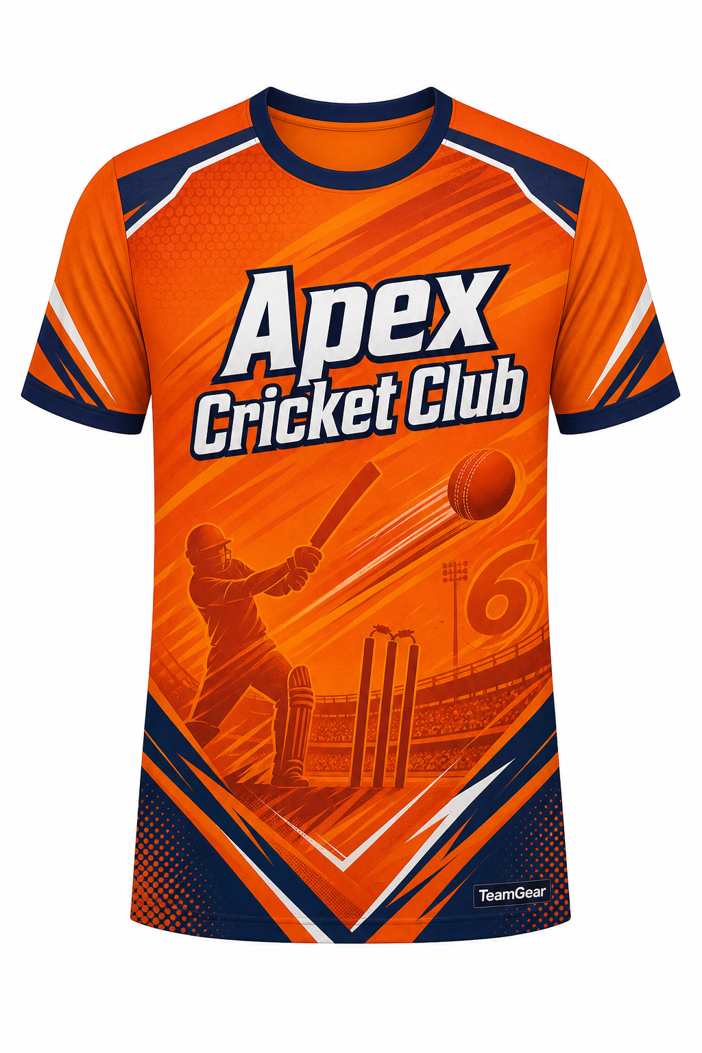 Apex Cricket Club Orange Cricket Jersey design