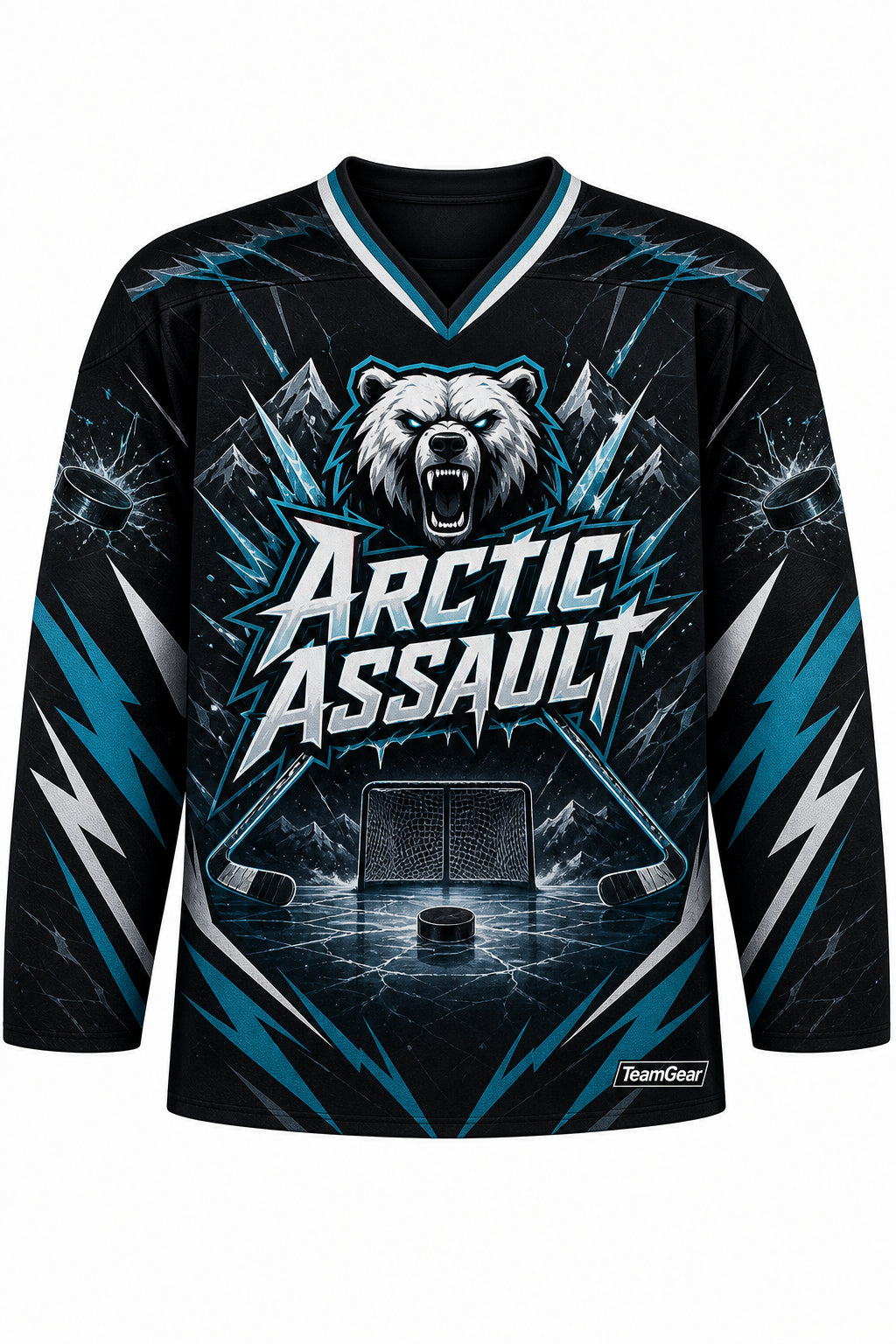 Arctic Assault Black Hockey Jersey design