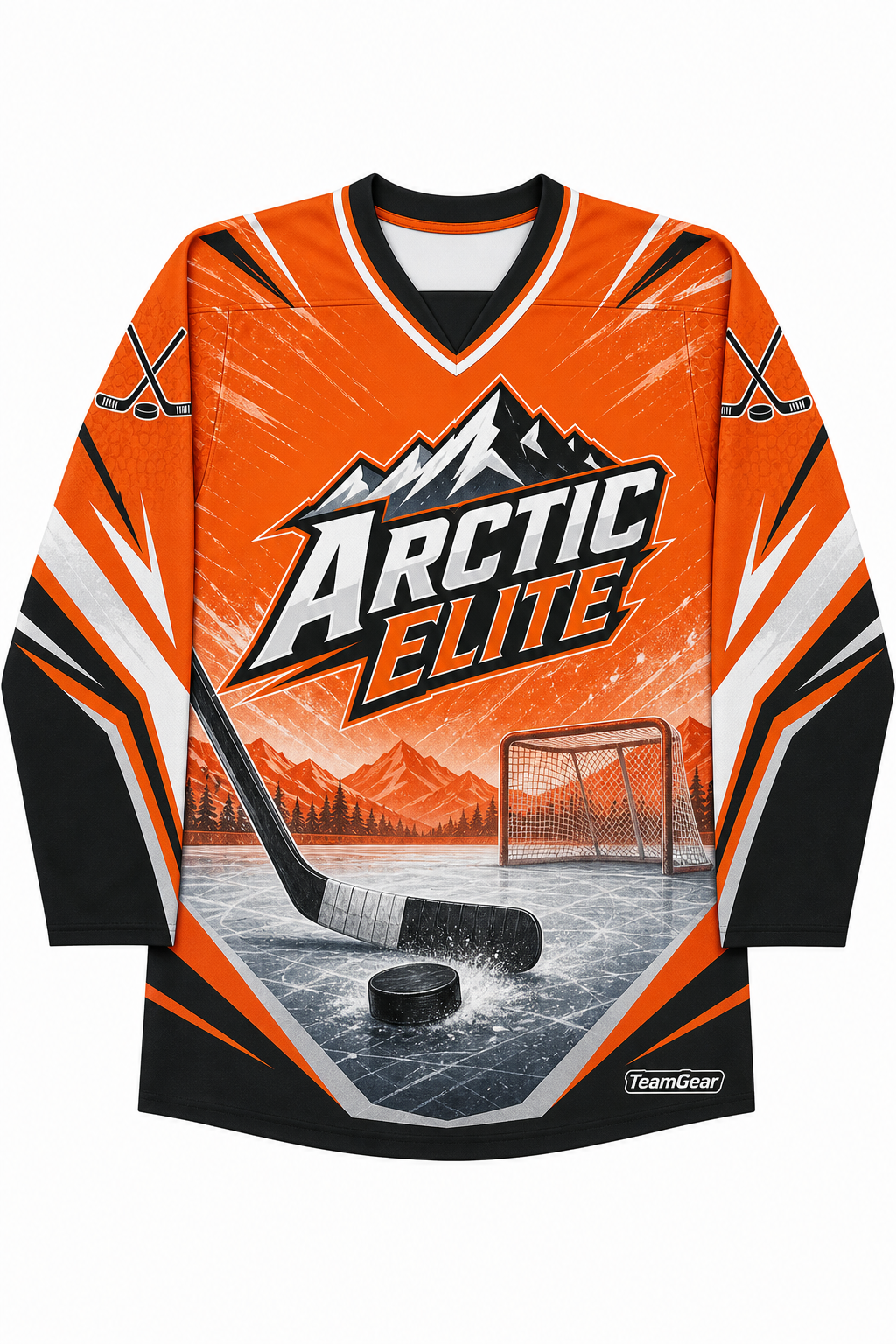 Arctic Elite Orange Hockey Jersey design