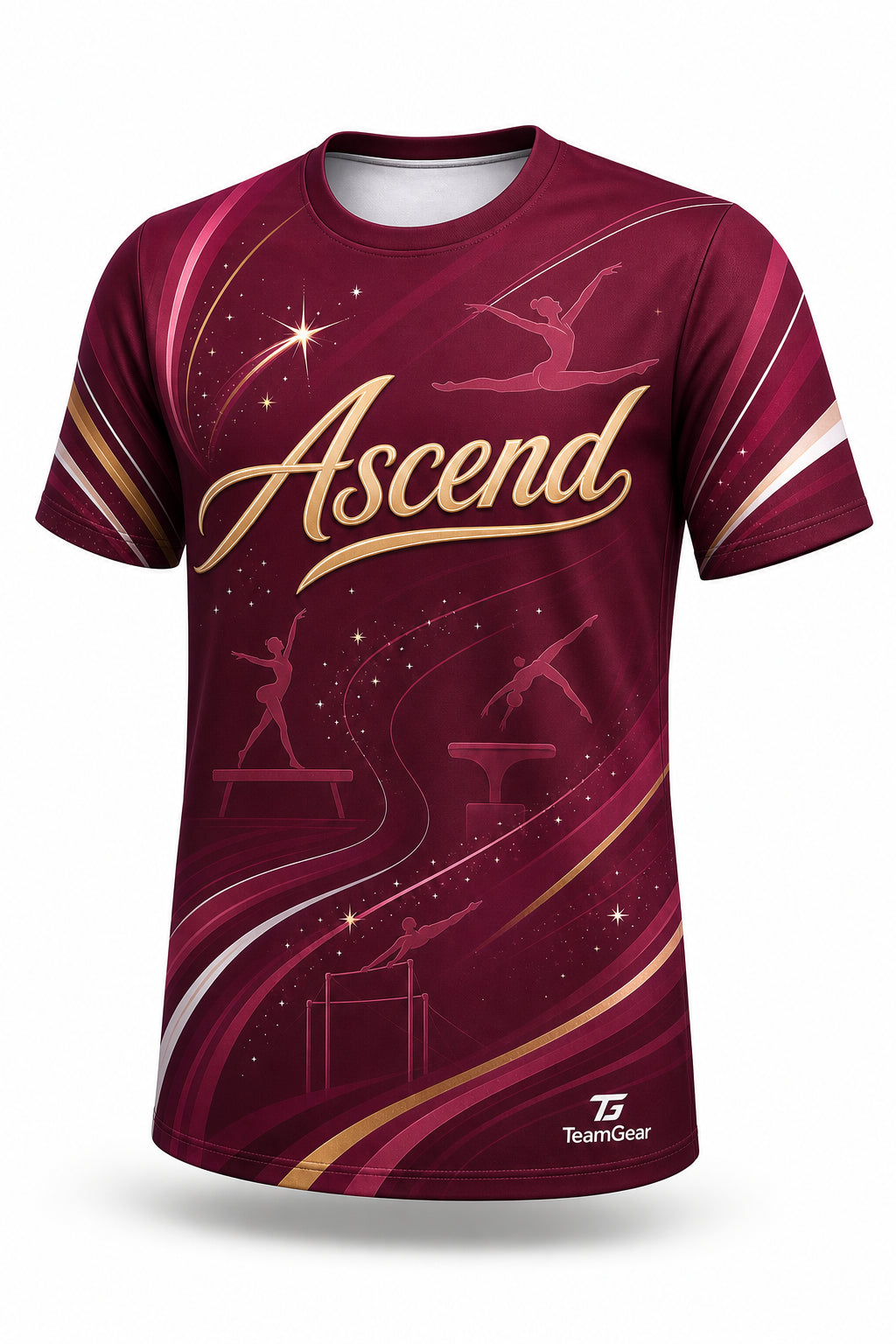 Ascend Maroon Gymnastics Jersey - front and back view
